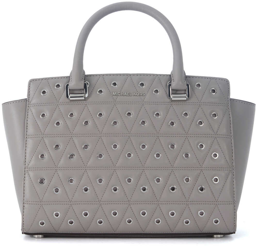 Geanta femei Michael Kors Selma Grey Quilted Leather Handbag With Studs Grey