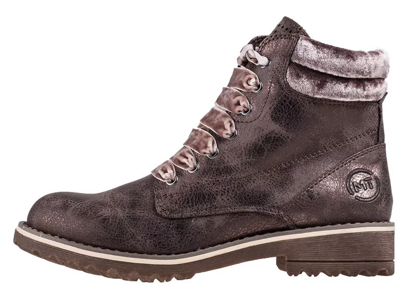 Ghete & Cizme Dama Marco Tozzi Mocca Metallic Comb Ankle Boots In Brown*