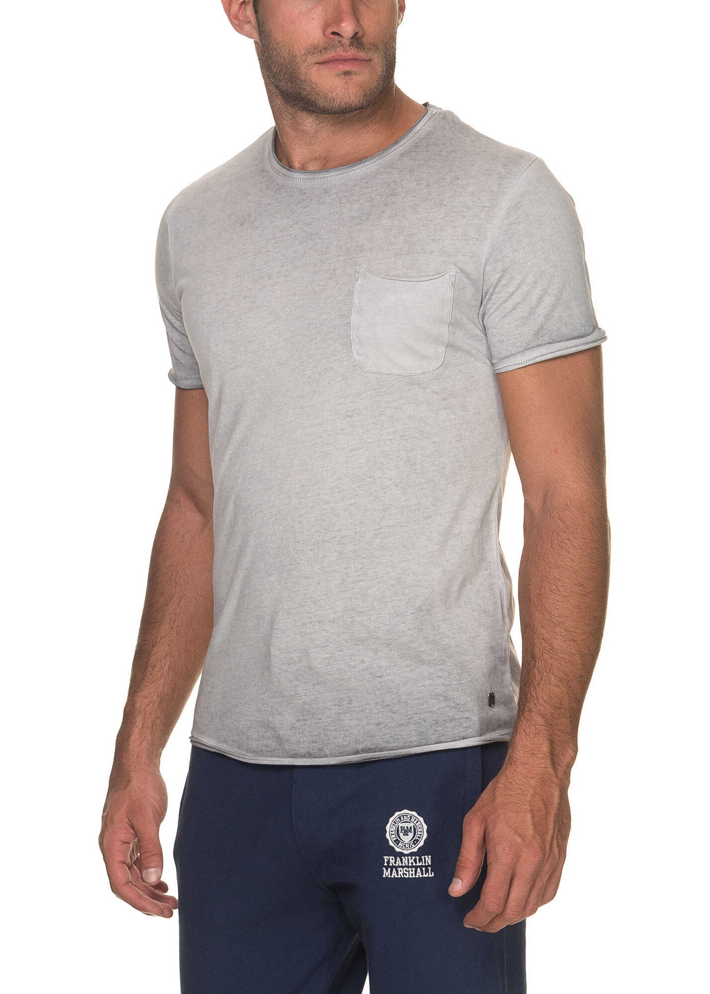 Tricou JACK & JONES Men's Grey T Shirt With Chest Pocket Monument