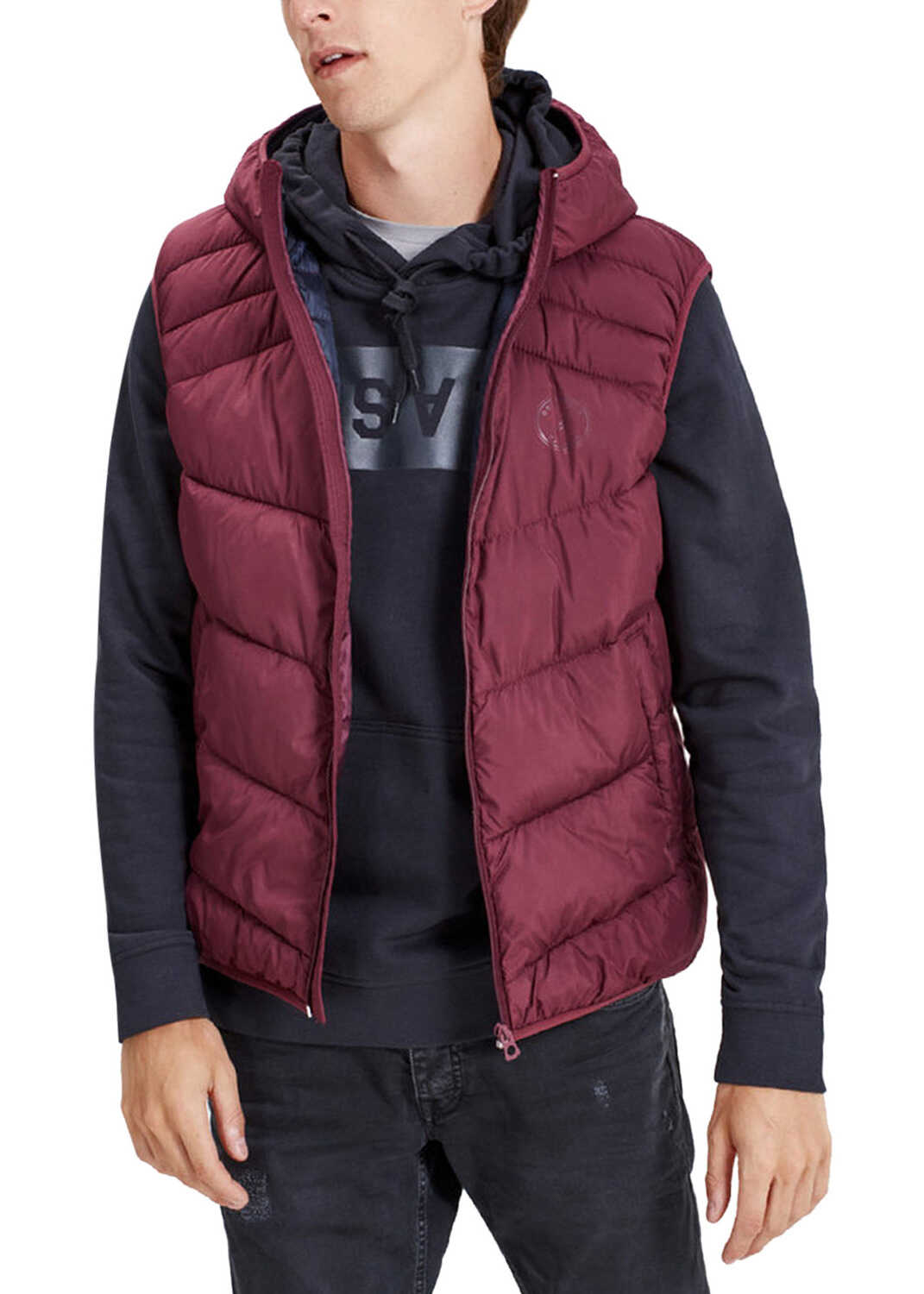 Geaca JACK & JONES Landing Bodywarmer Men's Burgundy Gillet Port Royale