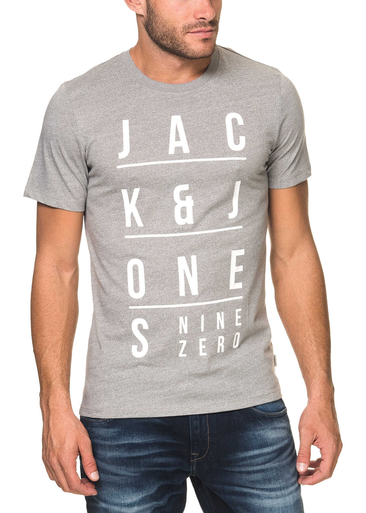 Tricou JACK & JONES Eric Men's Light Grey T Shirt Monument