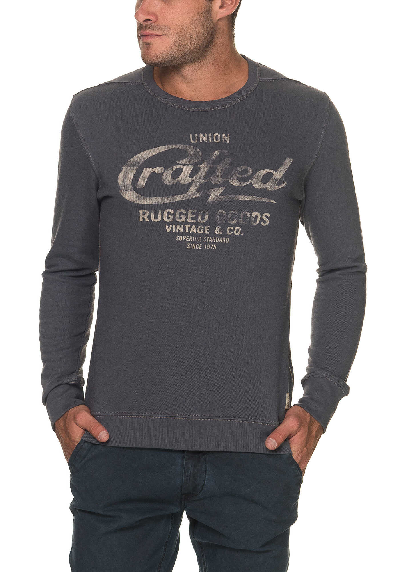 Bluza JACK & JONES Jordy Men's Blue Sweatshirt With Brand Print Ombre Blue