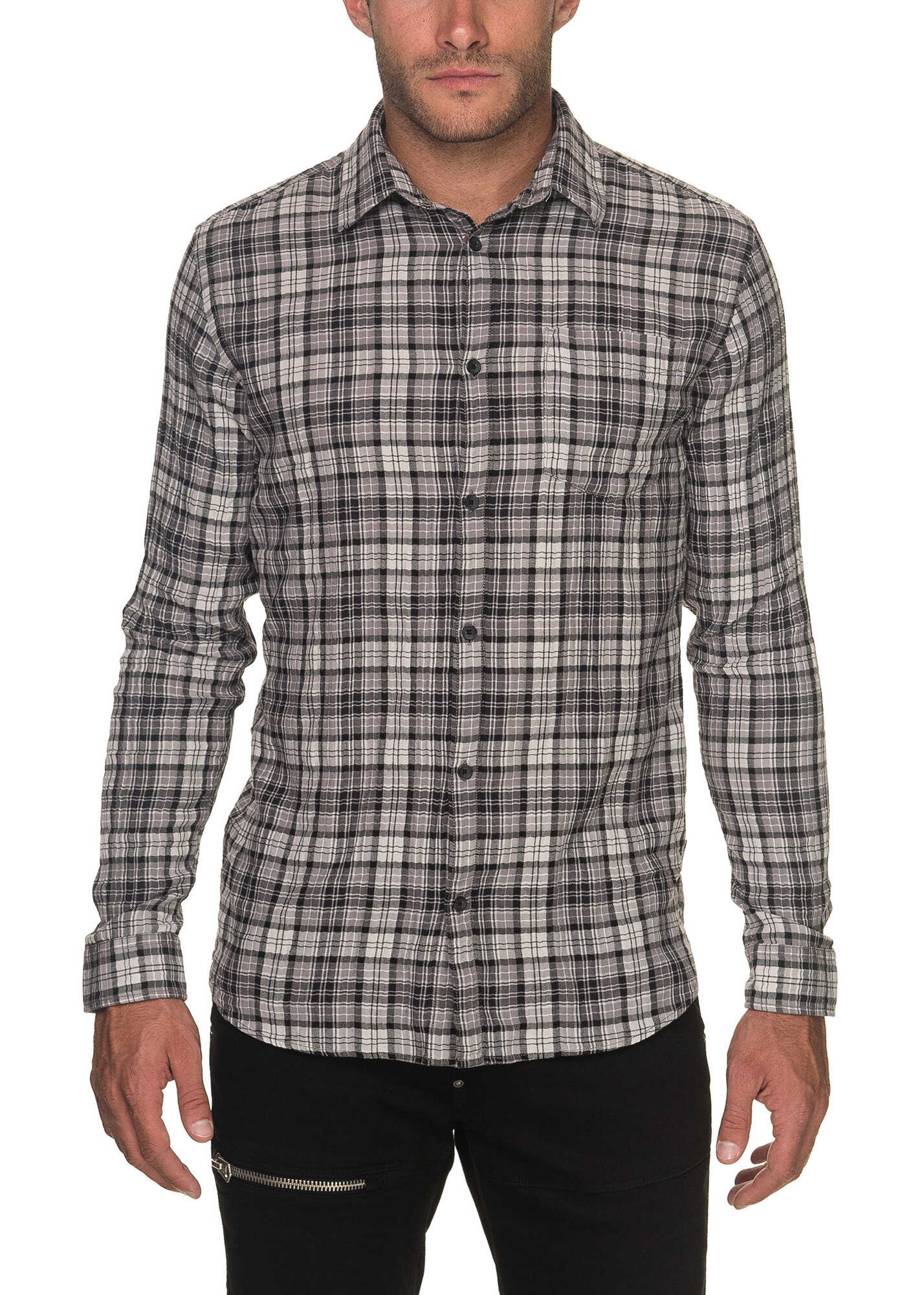 Camasa JACK & JONES Erland Men's Grey Shirt With Checked Print Asphalt