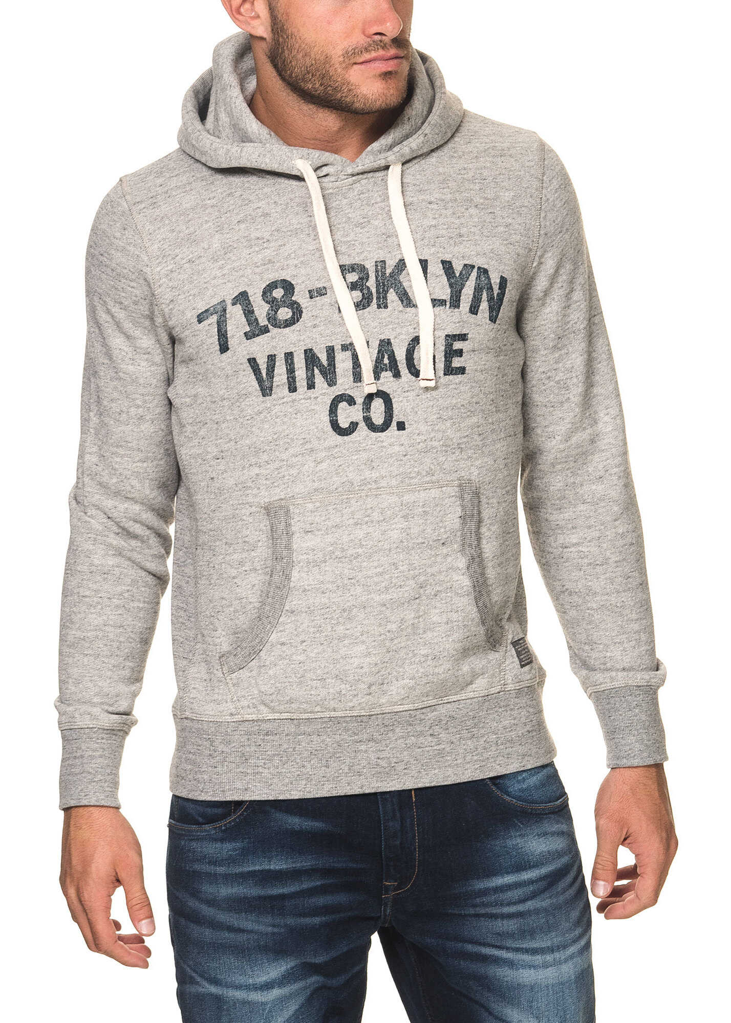 Bluza JACK & JONES Raymond Men's Light Grey Melange Hoodie Light Grey Melange