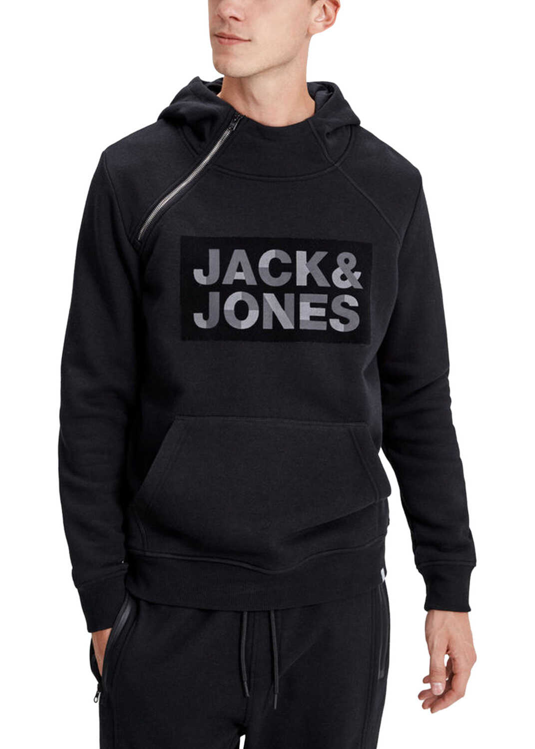 Bluza JACK & JONES Kalvo Sweat Hood Camp Core Slim Fit Black