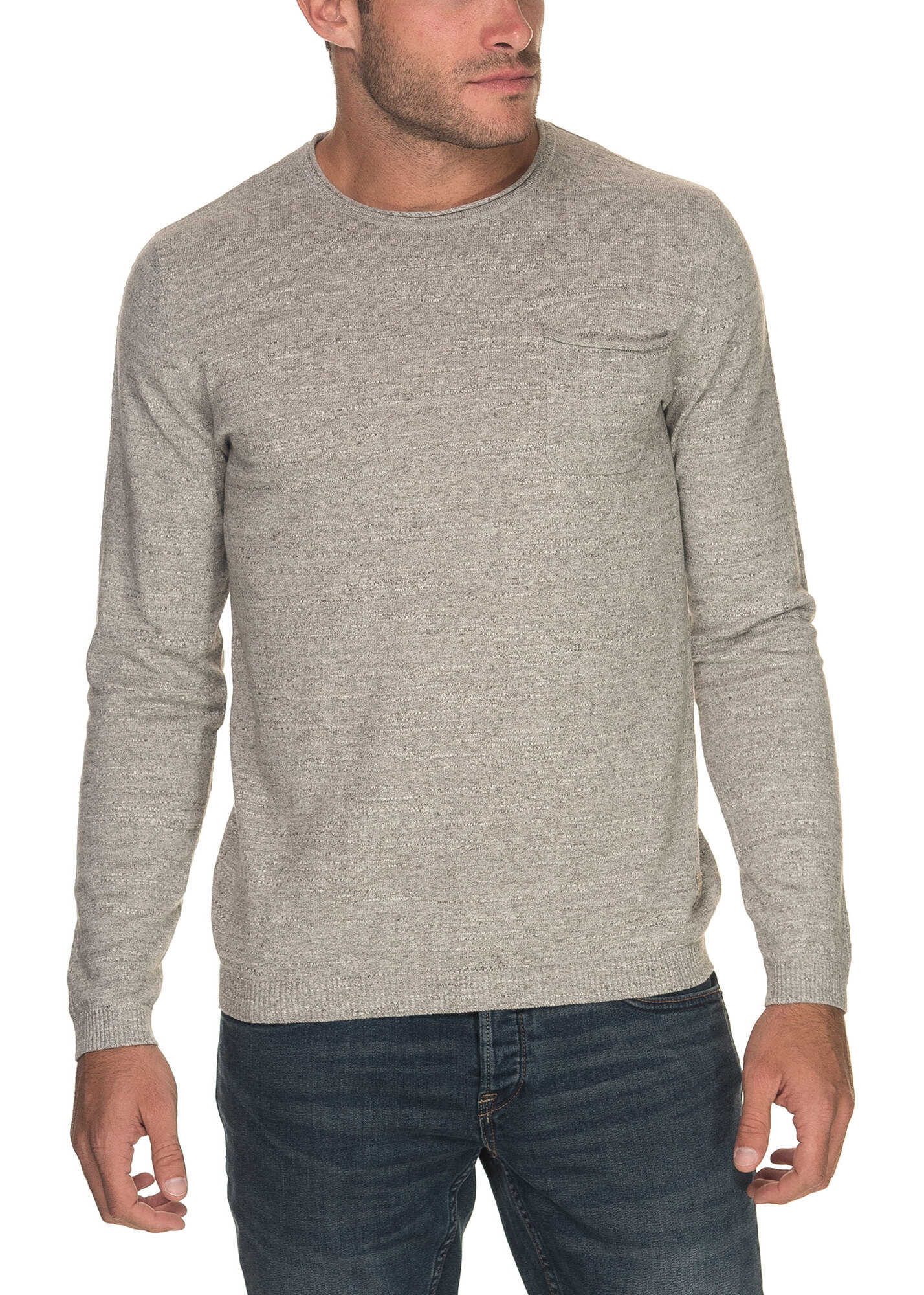 Pulover JACK & JONES Caspermen's Grey Blouse With Chest Pocket Light Grey Melange