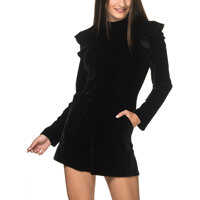 Salopete Women's Black Velvet Playsuit Femei