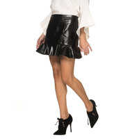 Fuste Women's Black Mini Skirt With Ruffles Femei