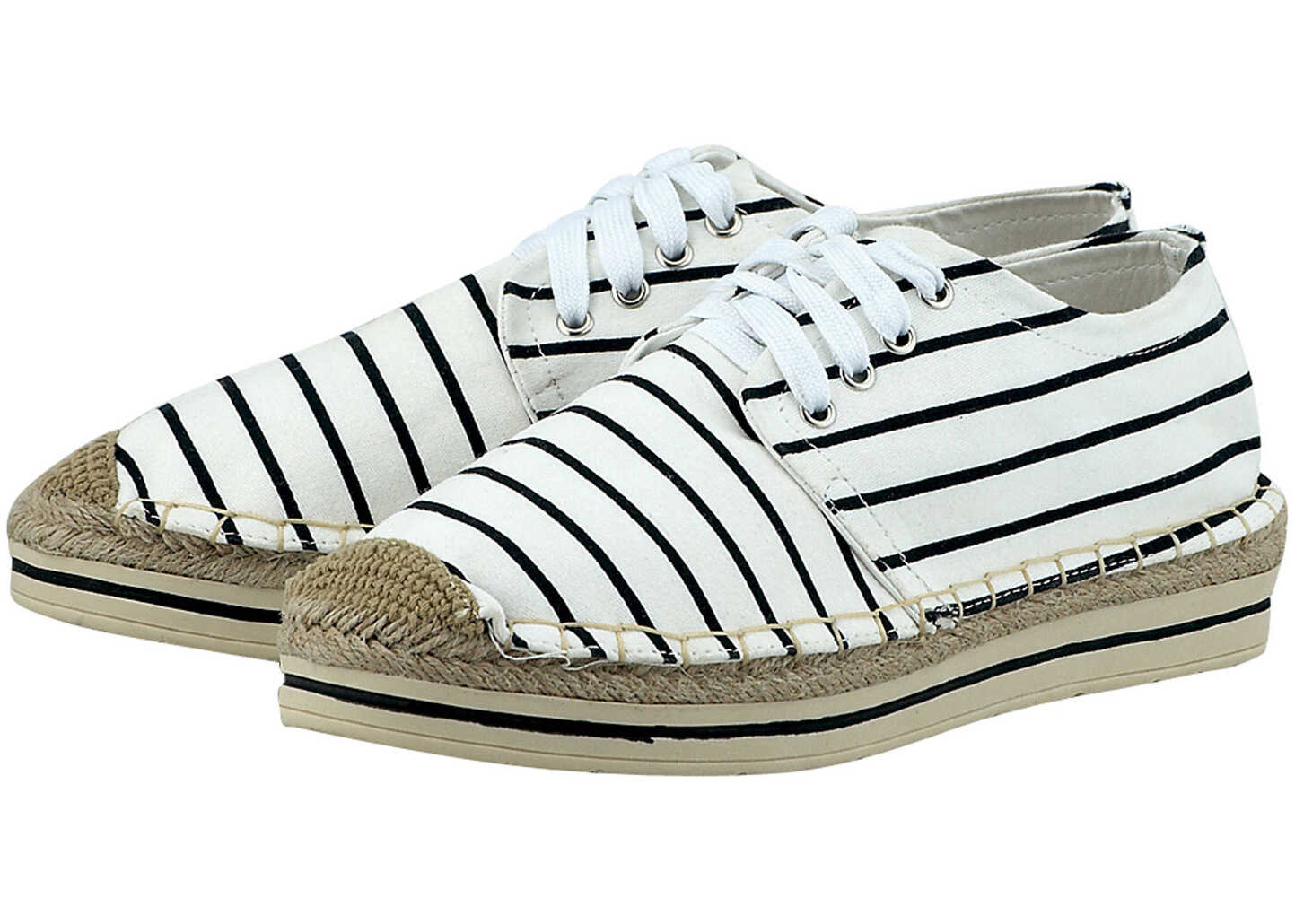 Espadrila Nikki Me Women's Striped Espadrilles With Laces White