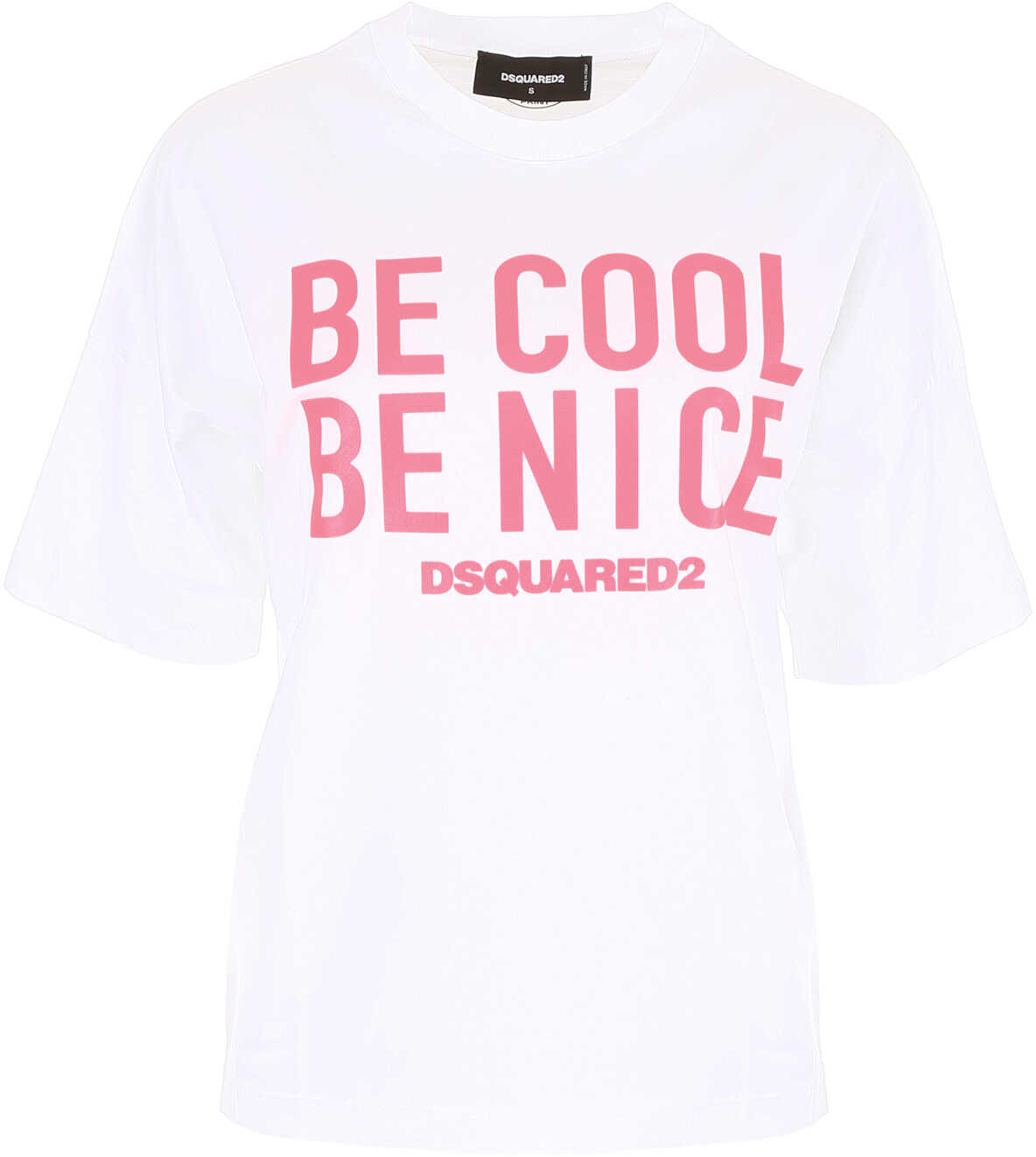 Tricou DSQUARED2 Be Cool Be Nice T-Shirt WHITE PINK