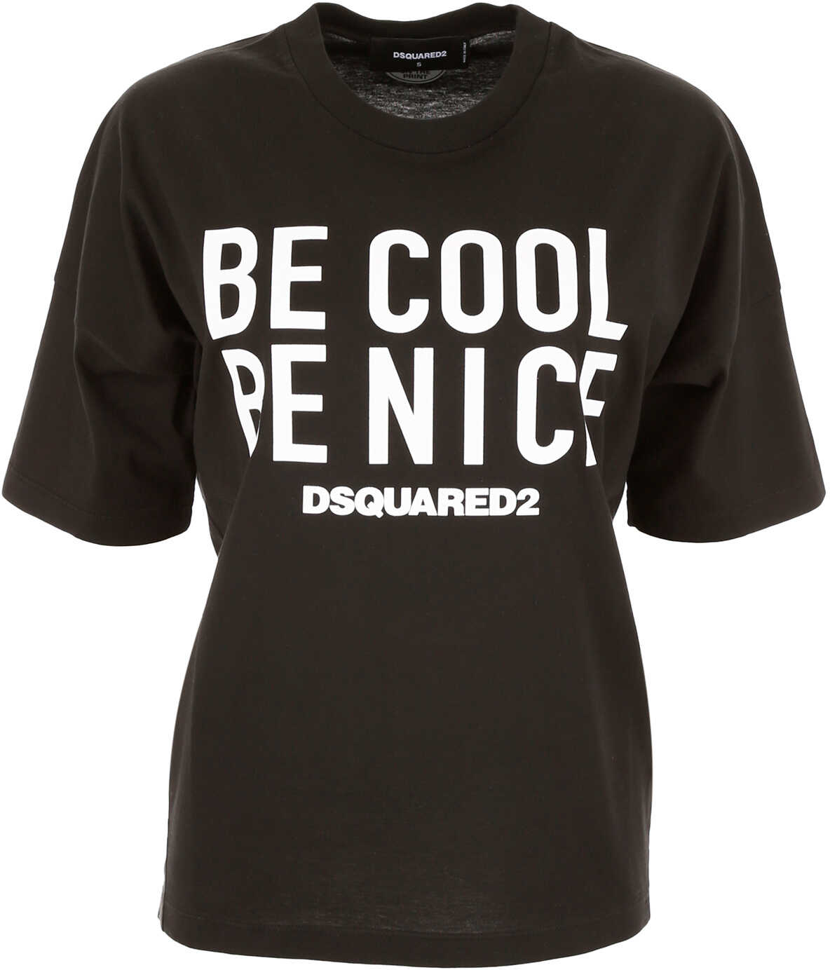 Tricou DSQUARED2 Be Cool Be Nice T-Shirt BLACK WHITE