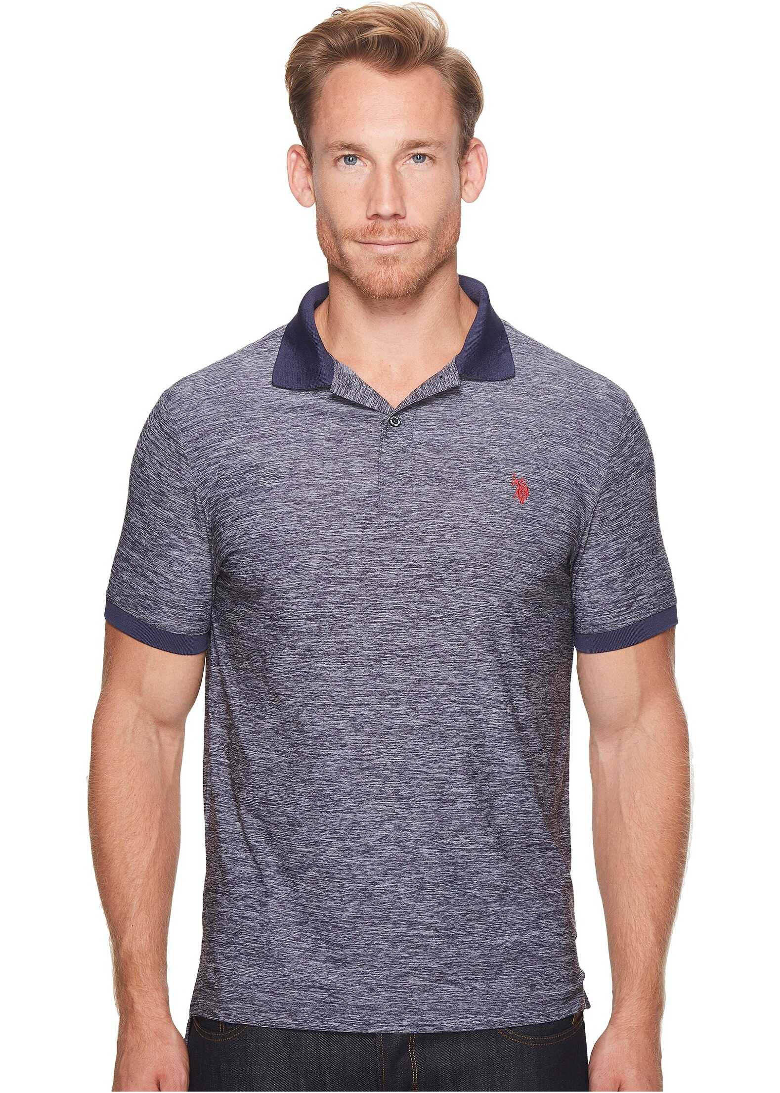 Tricou U.S. POLO ASSN. Classic Fit Solid Short Sleeve Poly Pique Polo Shirt Classic Navy