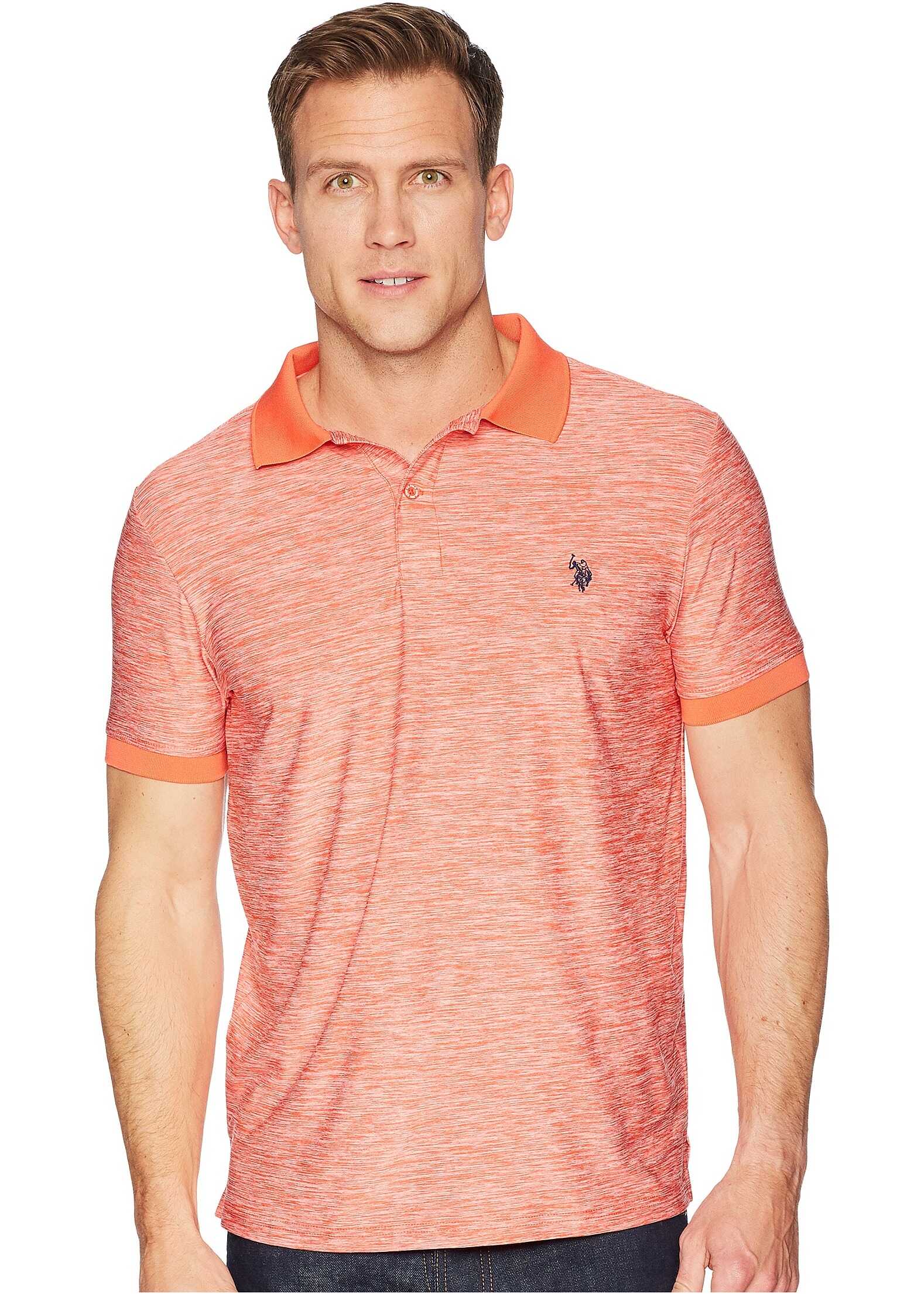 Tricou U.S. POLO ASSN. Classic Fit Solid Short Sleeve Poly Pique Polo Shirt Boca Coral