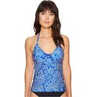 Costume de Baie Cottage Paisley Lace-Up Tankini Top Femei