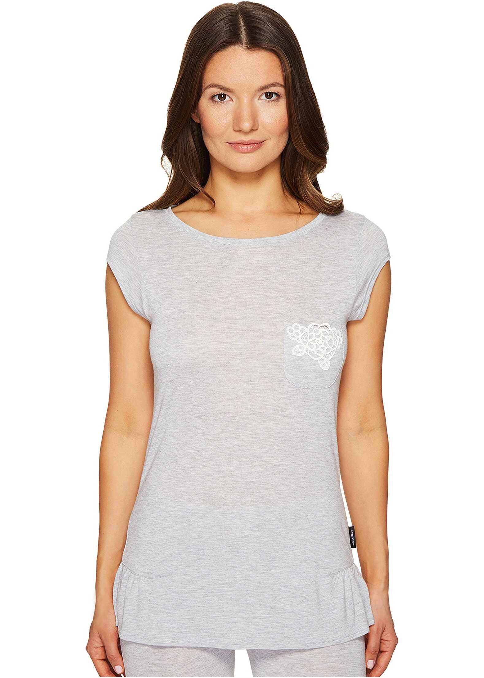 Pijama Emporio Armani Neo Romantic Macrame Viscose Lounge Cap Sleeve Top Grey Melange