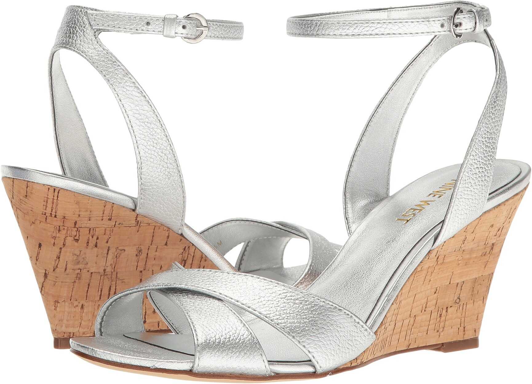 Sandala Nine West Kami Wedge Sandal Silver Metallic