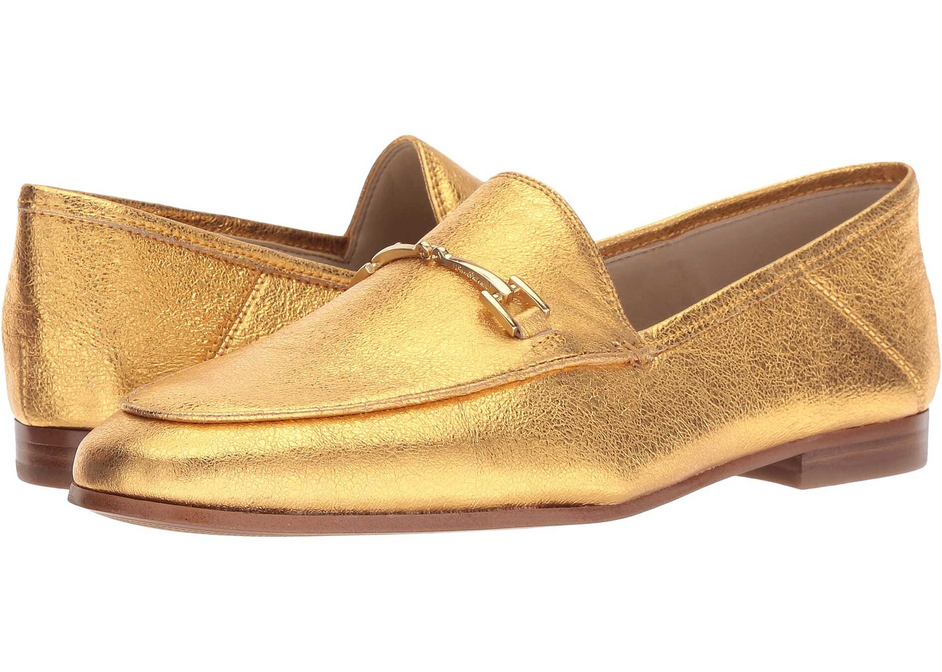 Sam Edelman Loraine Loafer Exotic Gold Soft Crinkle Metallic Leather