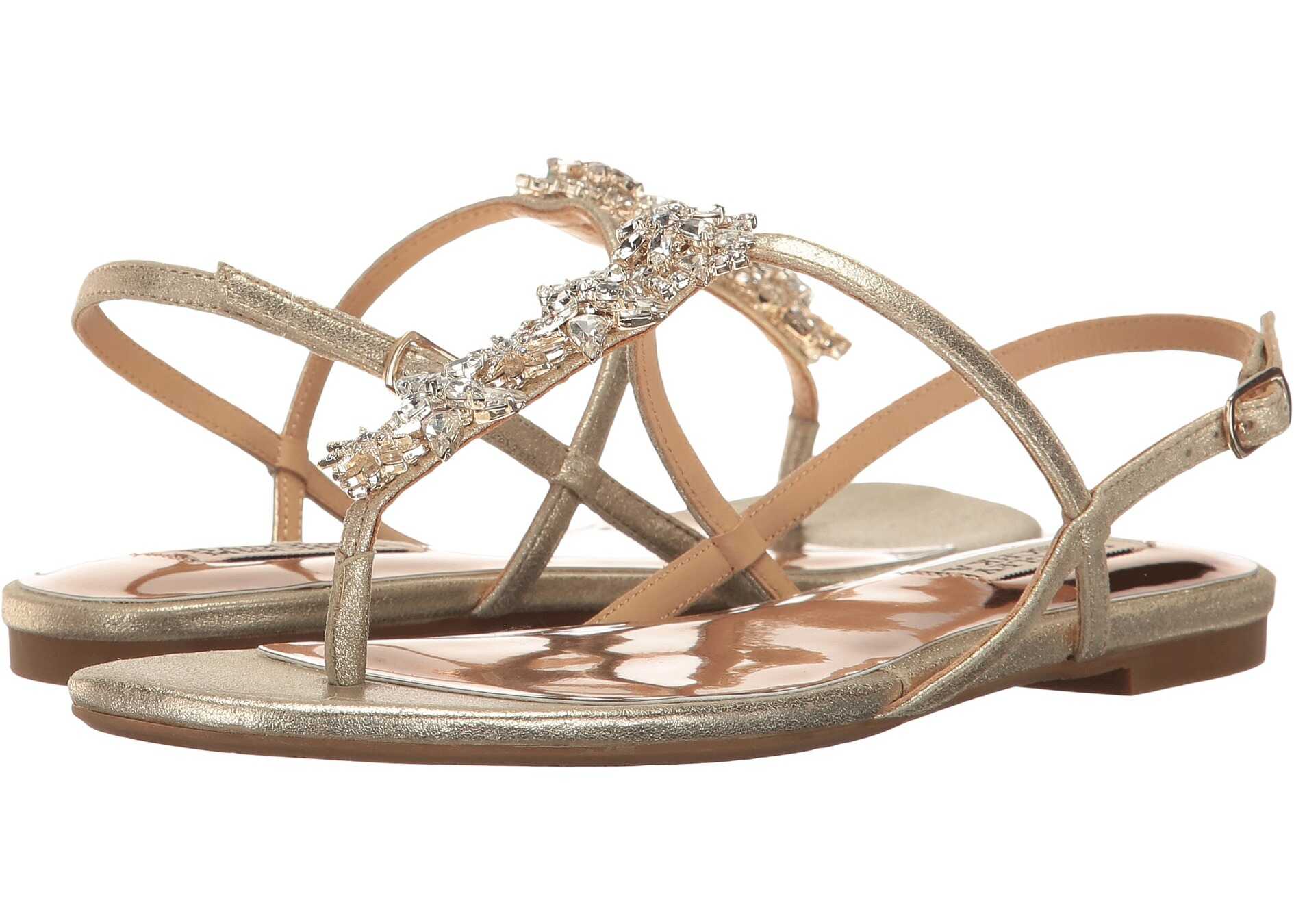 Sandala Badgley Mischka Tate Platino Metallic Suede