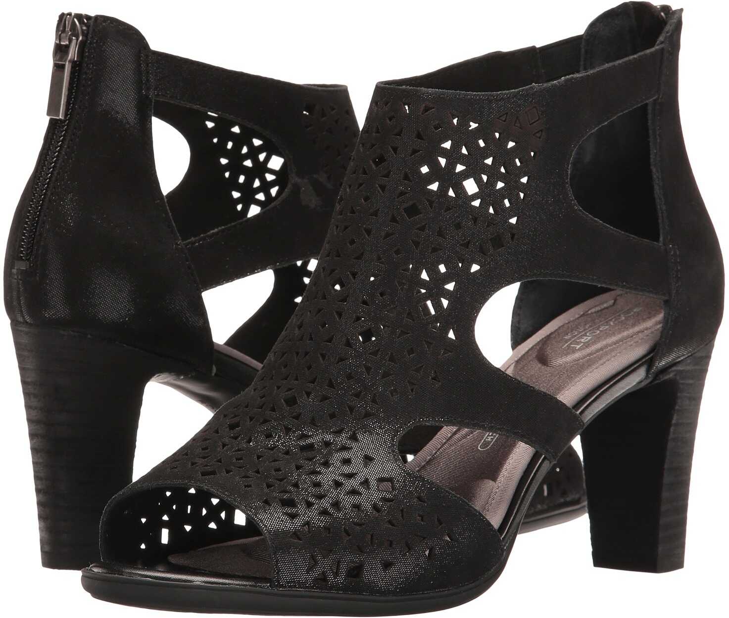 Botina Rockport Total Motion 75mm Perf Bootie Black Shimmer Nubuck