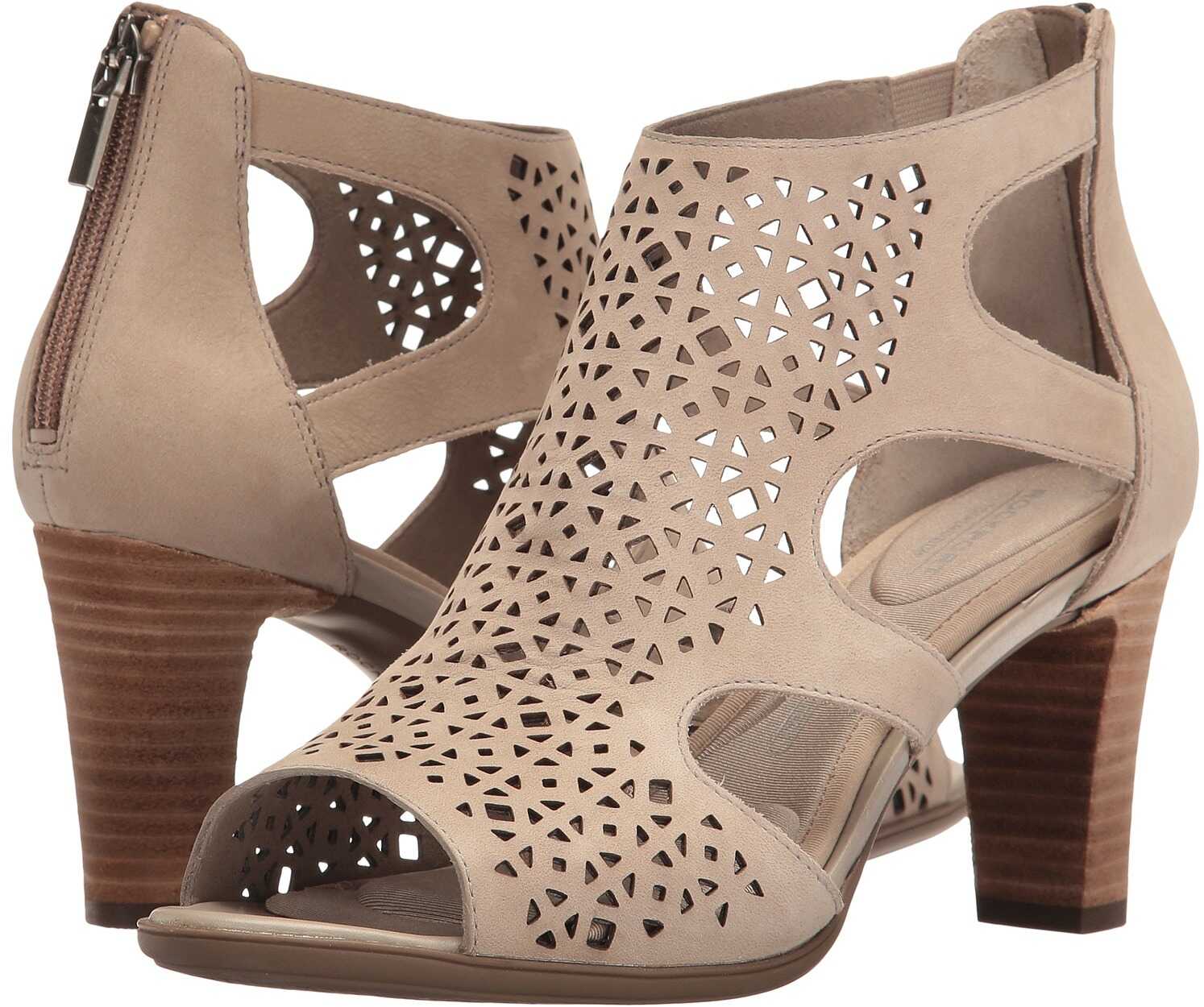 Botina Rockport Total Motion 75mm Perf Bootie Vintage Khaki Nubuck