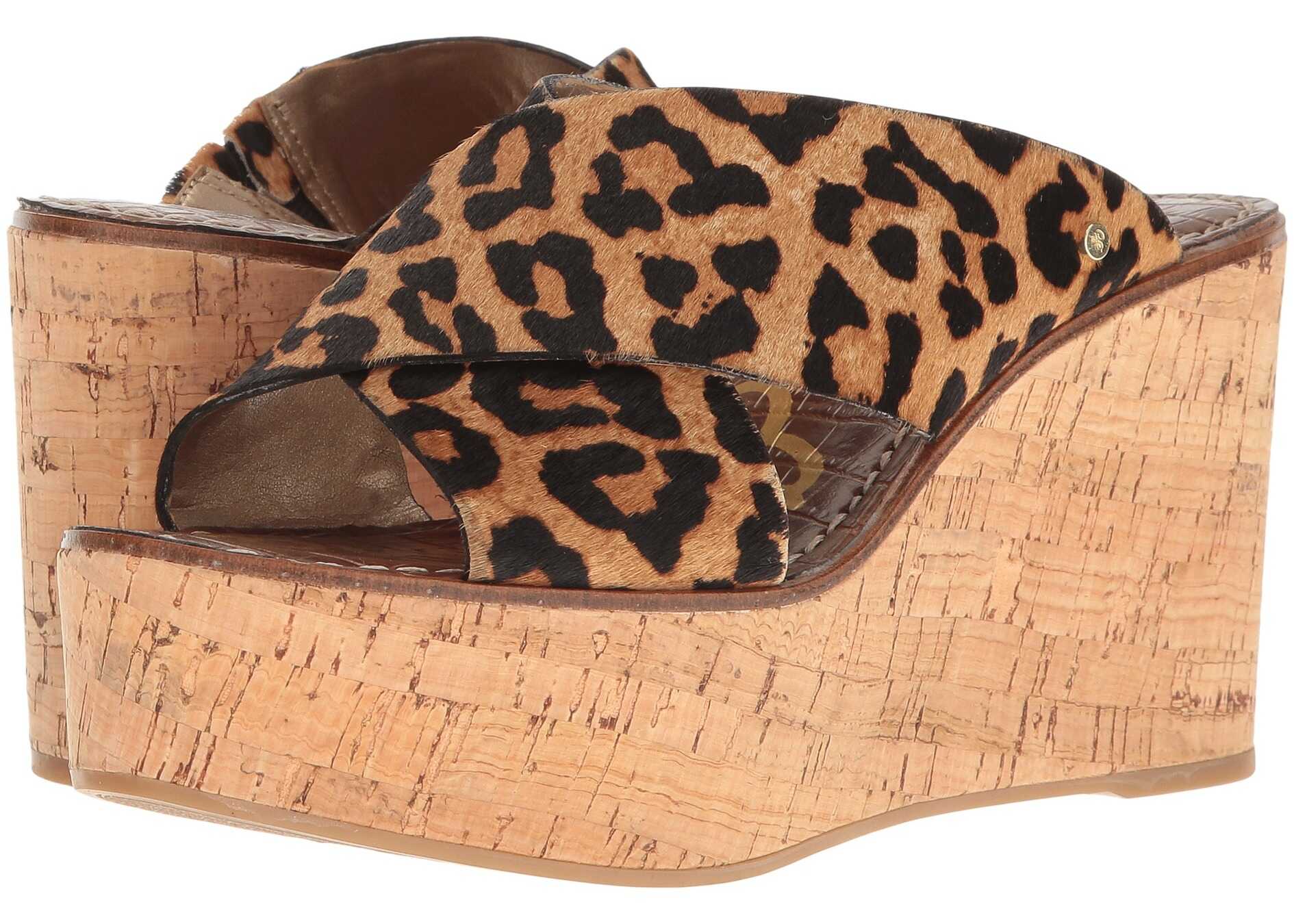 Sandala Sam Edelman Darlene Brown Sahara Leopard Brahma Hair