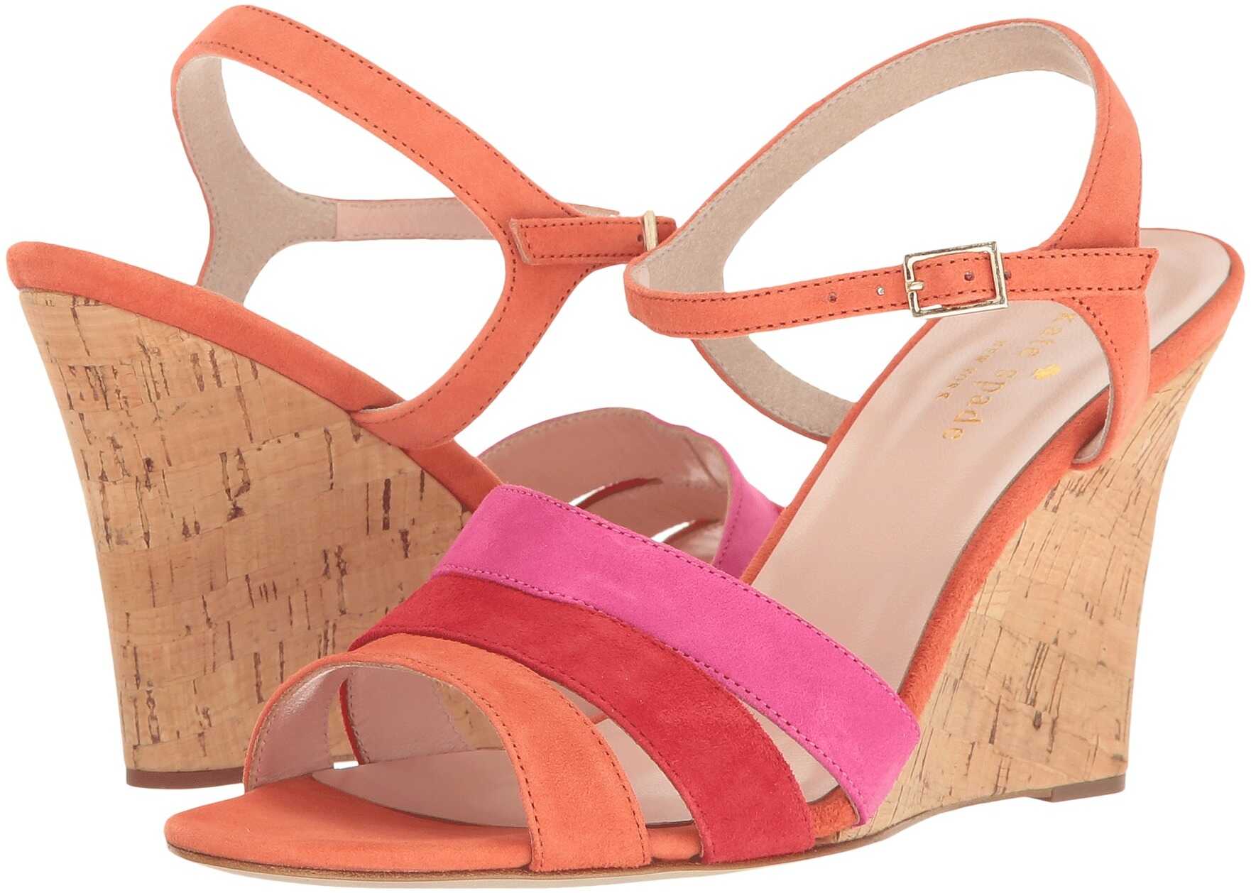 Sandala Kate Spade New York Tamara Orange/Poppy Red/Pink Swirl Kid Suede