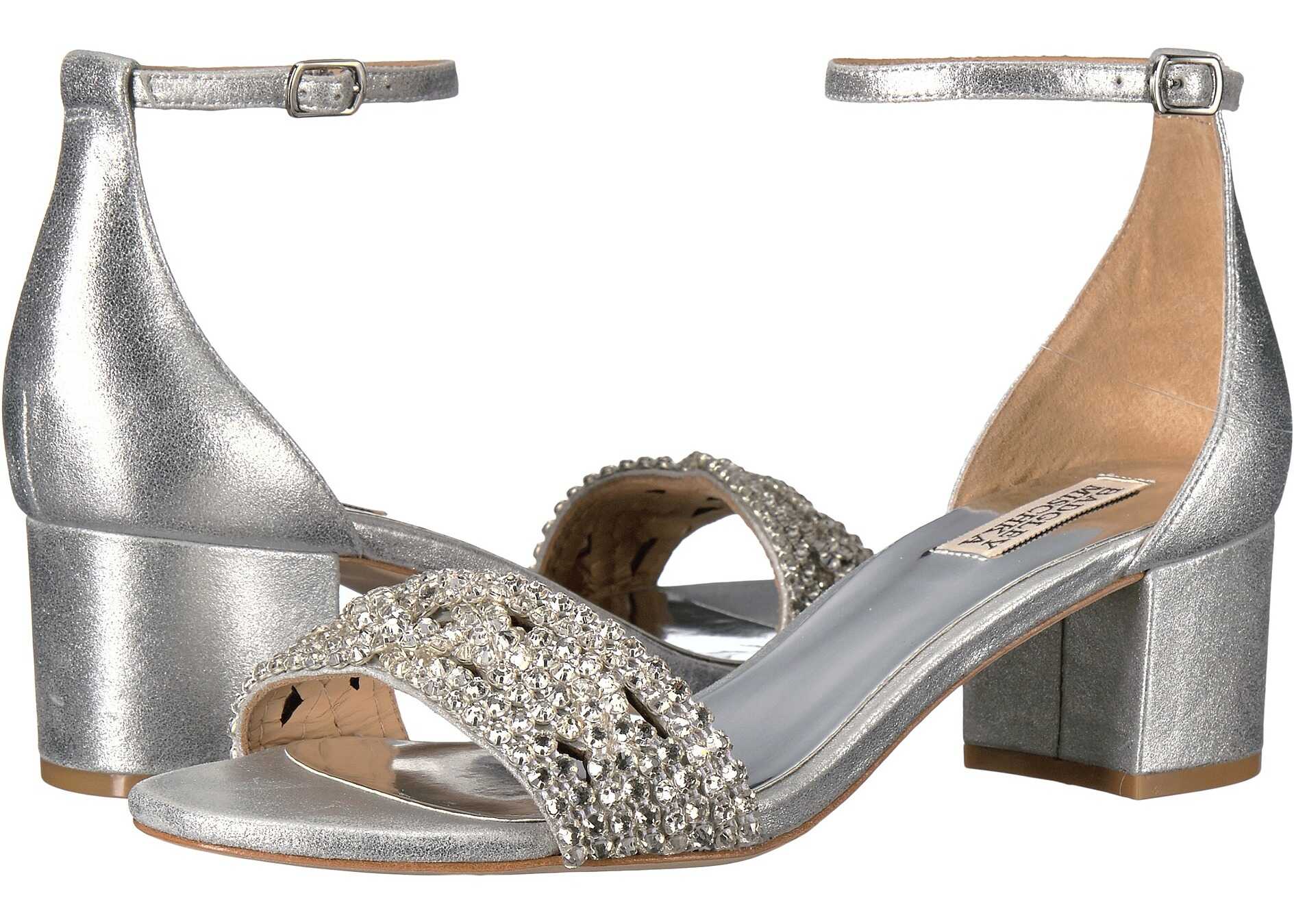 Pantof Badgley Mischka Triana Silver Metallic Suede