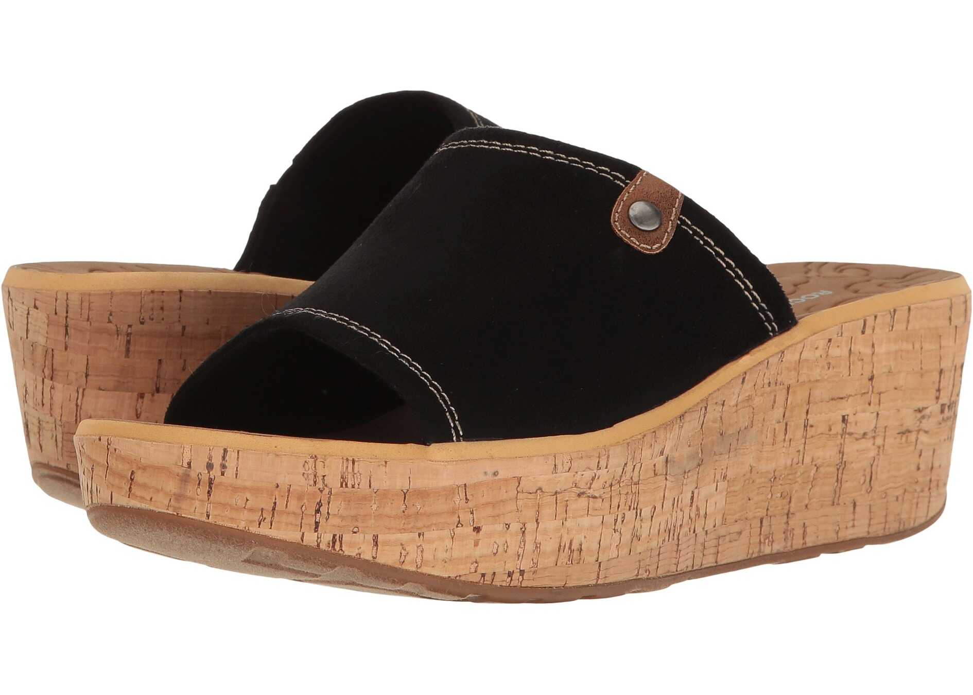 Sandala Rockport Lanea Slide Black Faux Suede