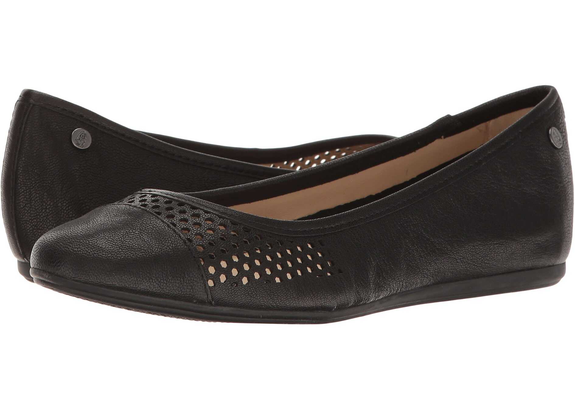 Balerin Hush Puppies Liza Heather Black Leather Perf