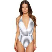 Costume de Baie Seaworld Deep V Stripe One-Piece Knit Swimsuit Femei