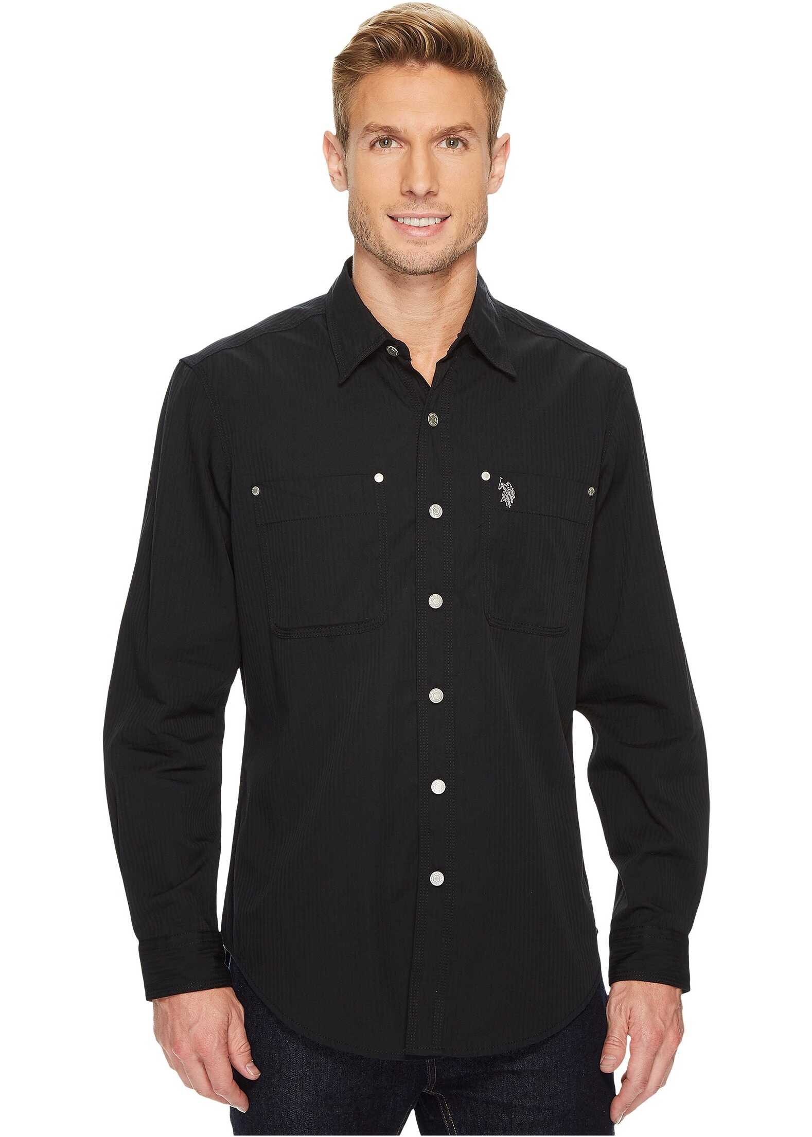 Camasa U.S. POLO ASSN. Long Sleeve Dobby Sport Shirt Black
