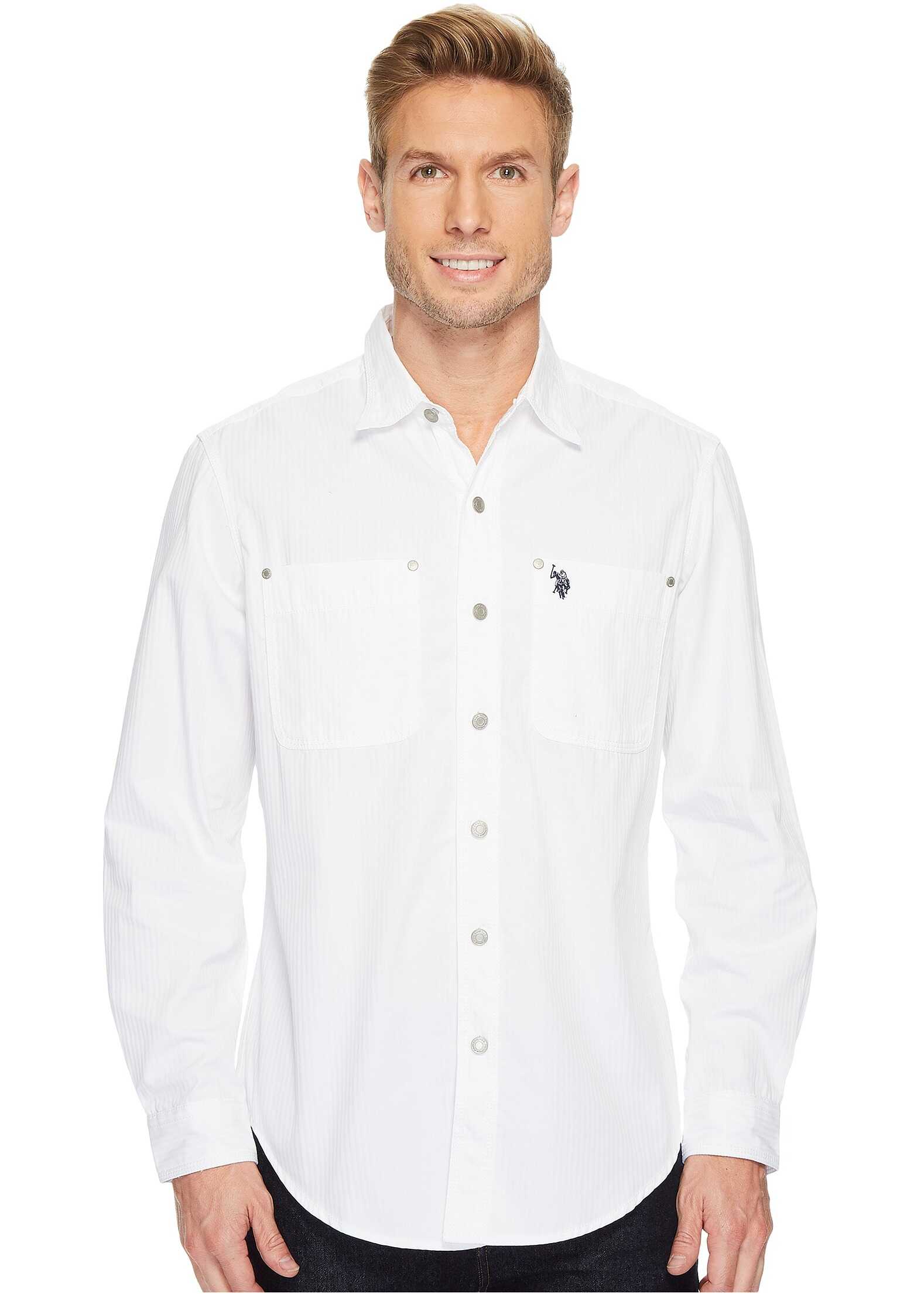 U.S. POLO ASSN. Long Sleeve Dobby Sport Shirt White