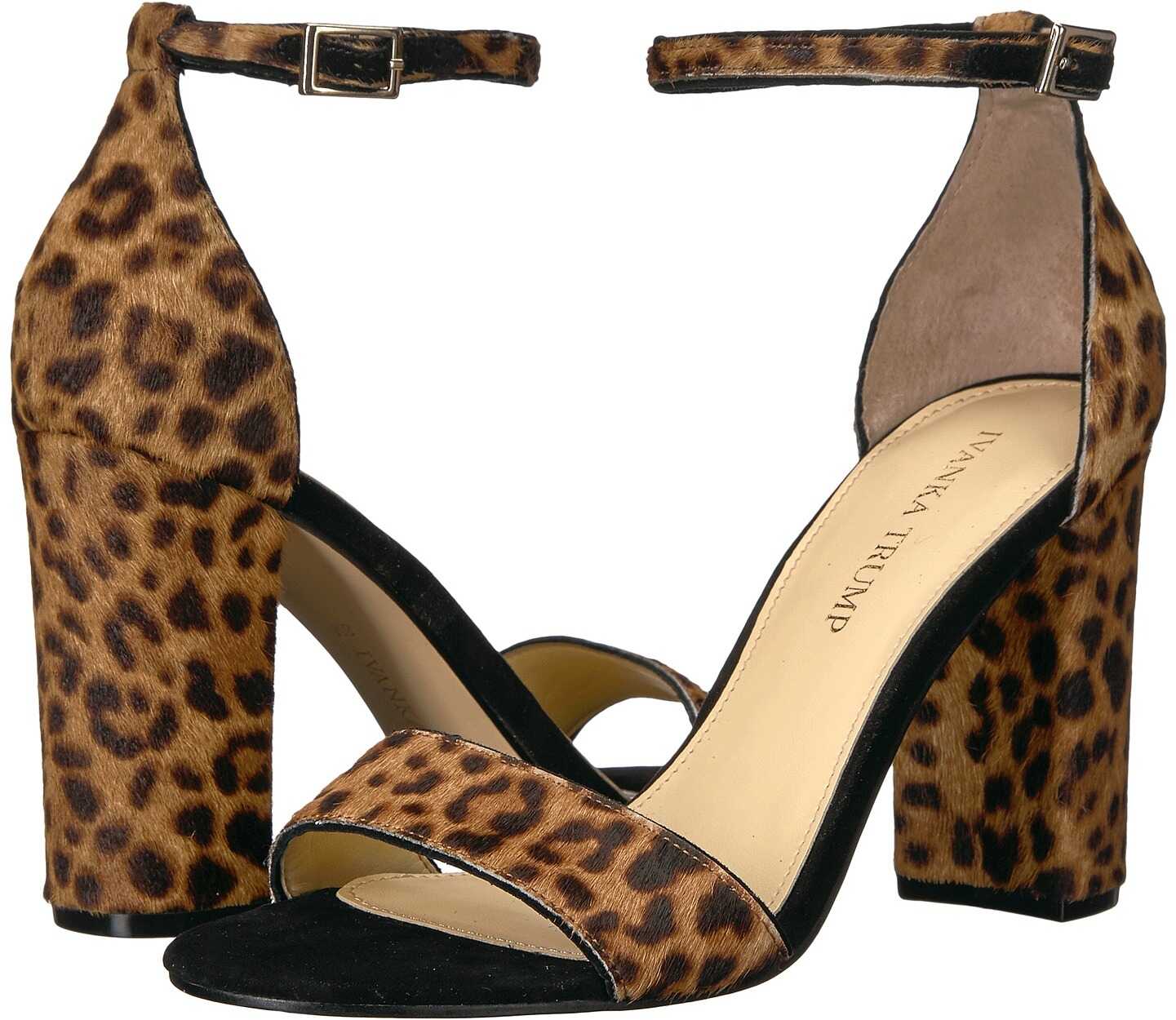 Sandala Ivanka Trump Kloverly Light Brown Minichad Leopard Pony/Kid Suede