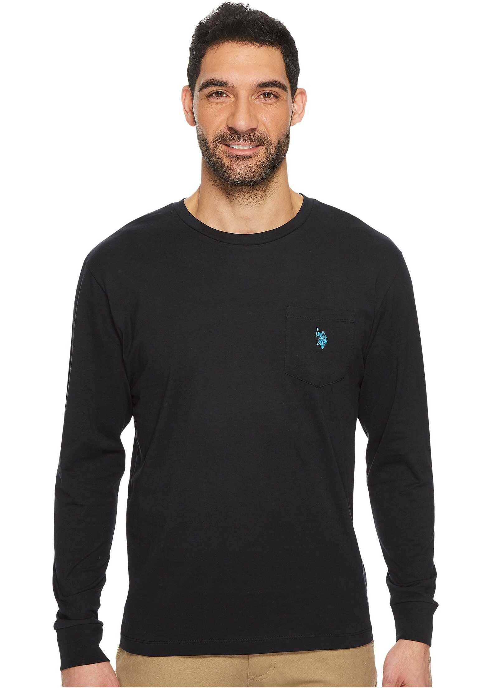 U.S. POLO ASSN. Long Sleeve Crew Neck Pocket T-Shirt Black