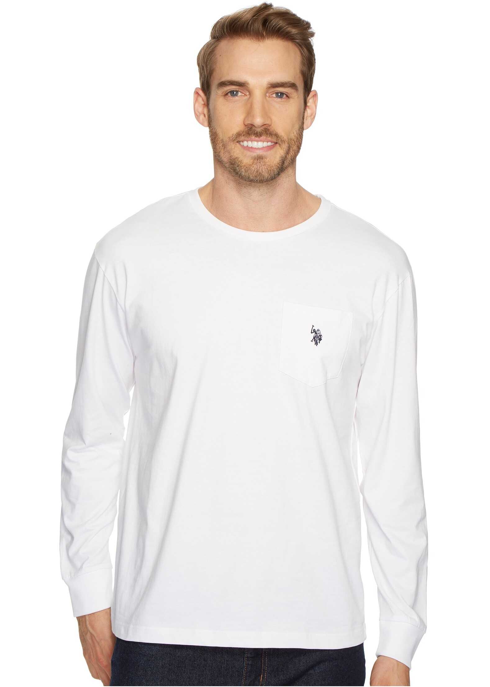 U.S. POLO ASSN. Long Sleeve Crew Neck Pocket T-Shirt White