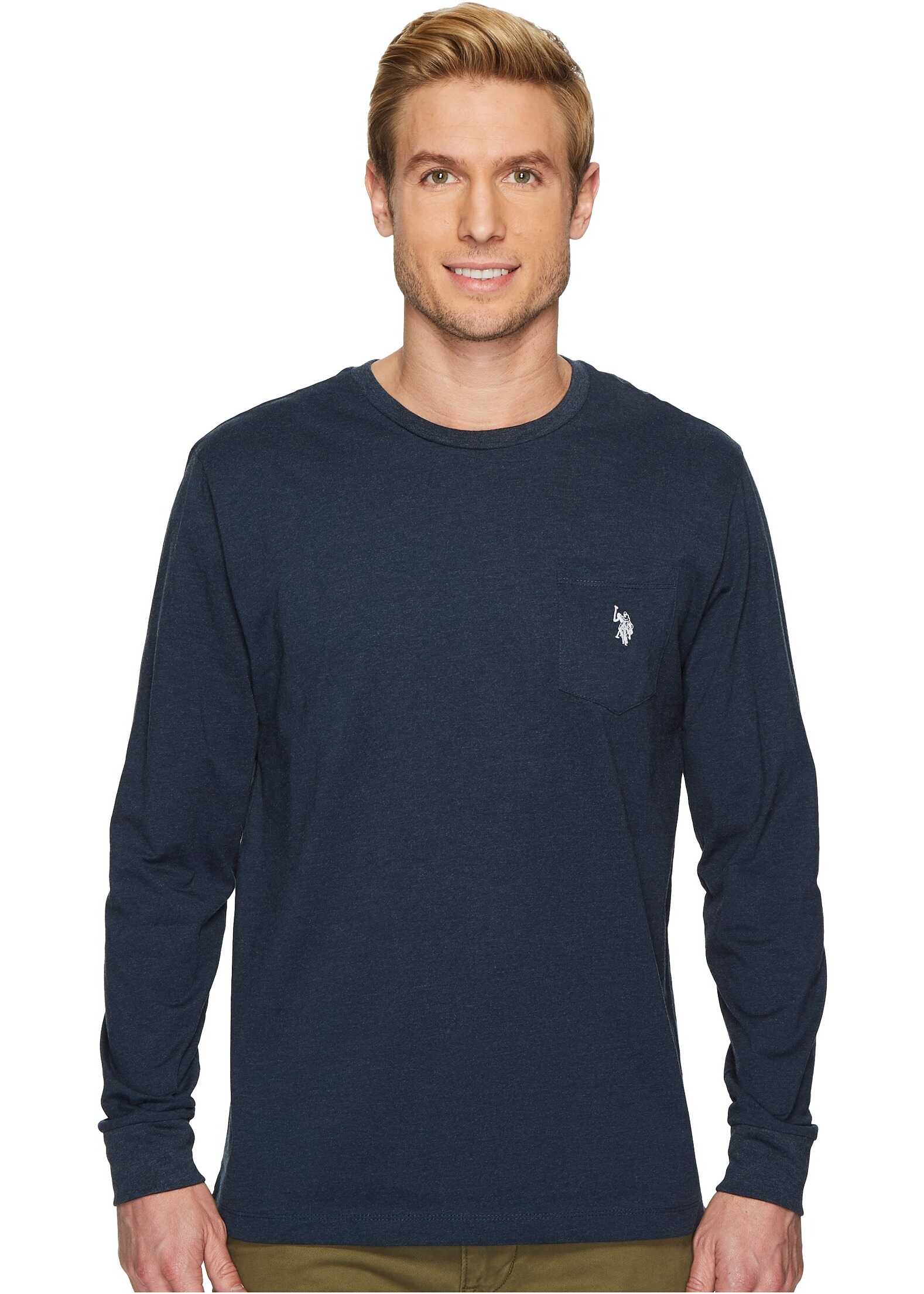 U.S. POLO ASSN. Long Sleeve Crew Neck Pocket T-Shirt Peacoat Heather