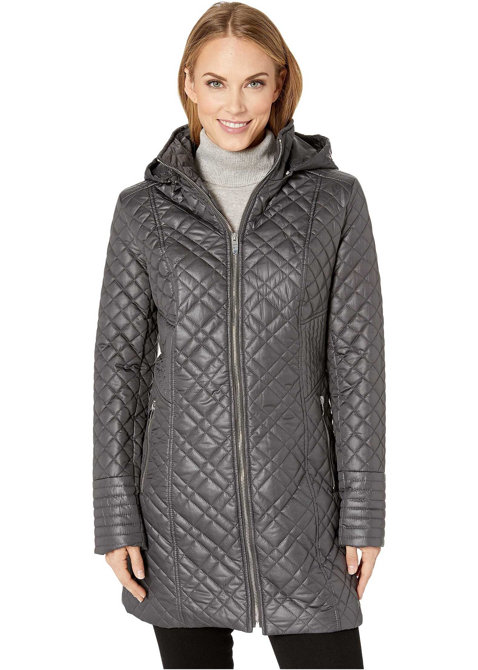 Via Spiga Multi Quilt Hooded Gunmetal 2