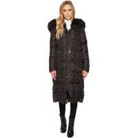 Geci de Iarna Knee Length Down with Faux Fur Hood Femei
