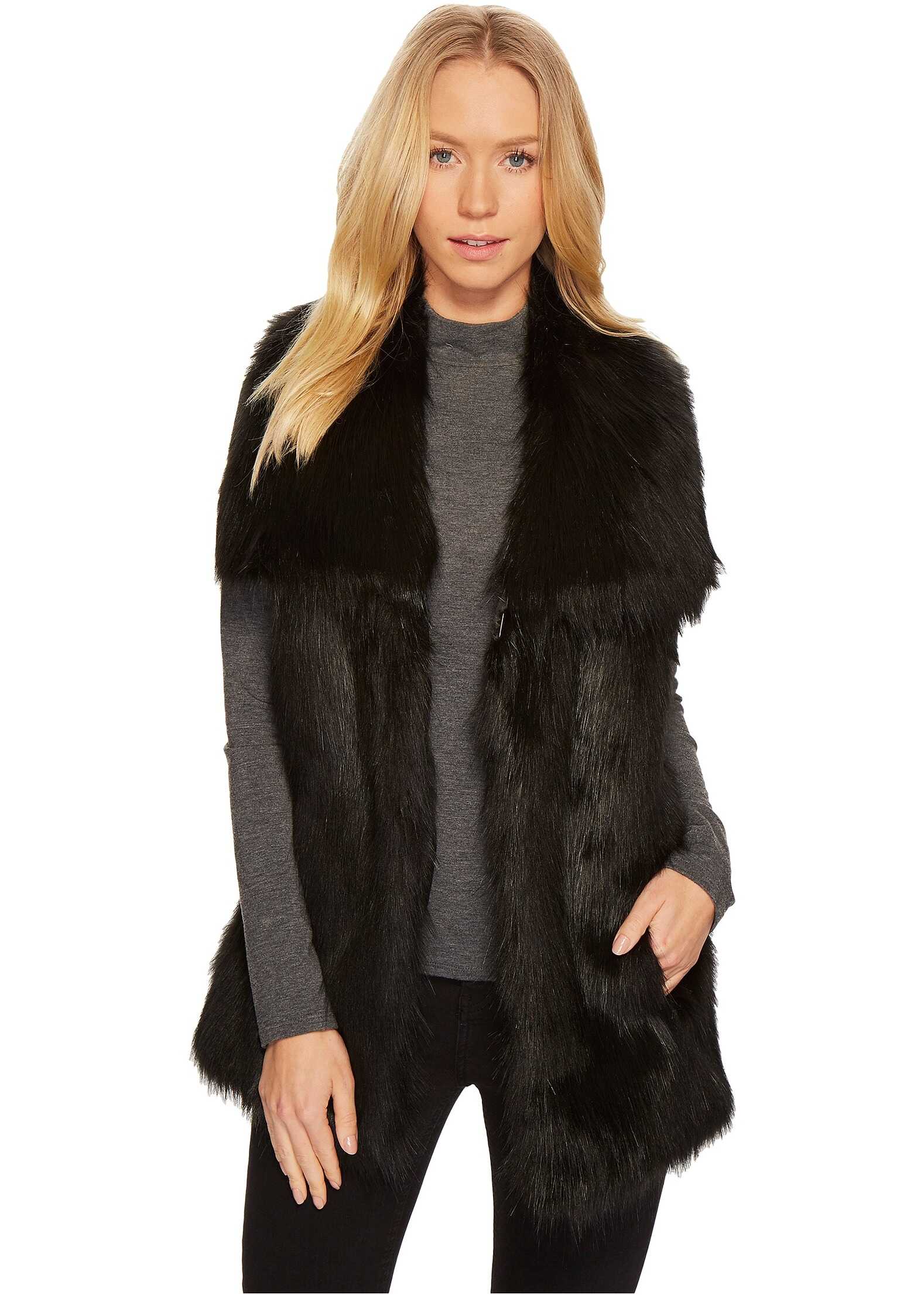 Vesta Via Spiga Faux Fur Vest Black