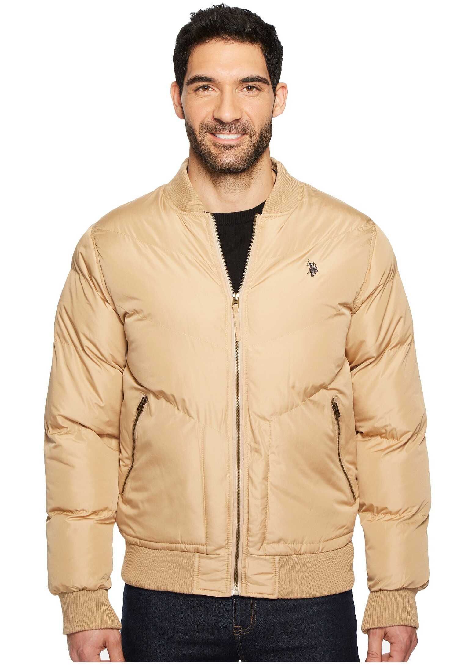 Geaca U.S. POLO ASSN. Chevron Bomber Jacket Honey