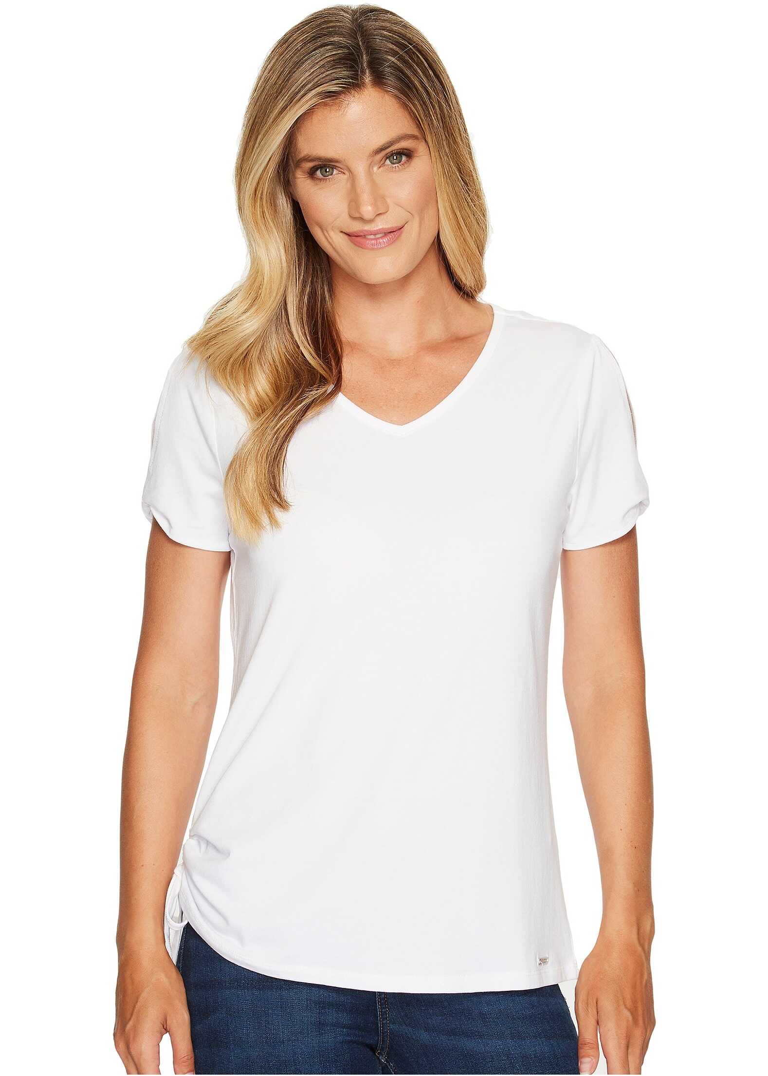 Tricou Ivanka Trump Knit Lace-Up Tee Bright White