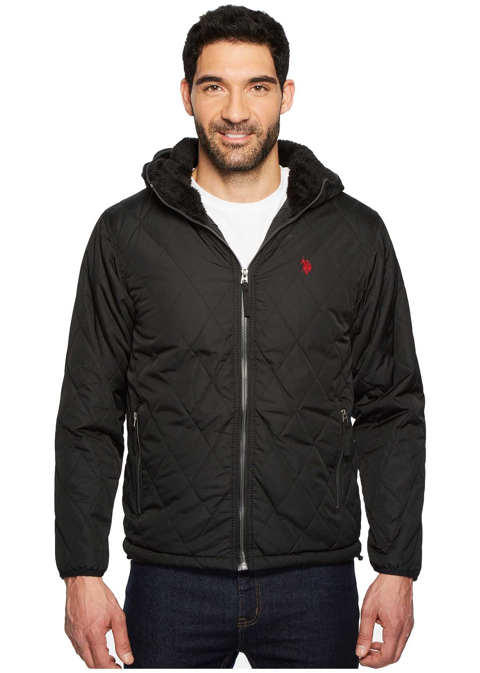 Geaca U.S. POLO ASSN. Diamond Quilted Hooded Jacket Black