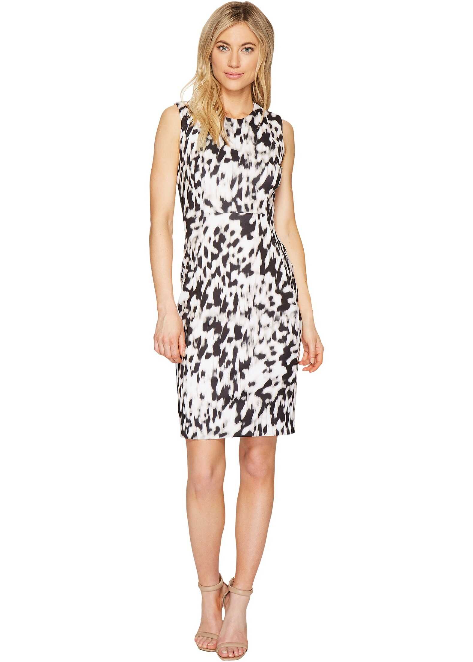 Rochie Calvin Klein Printed Sheath Dress Latte/Soft White Combo