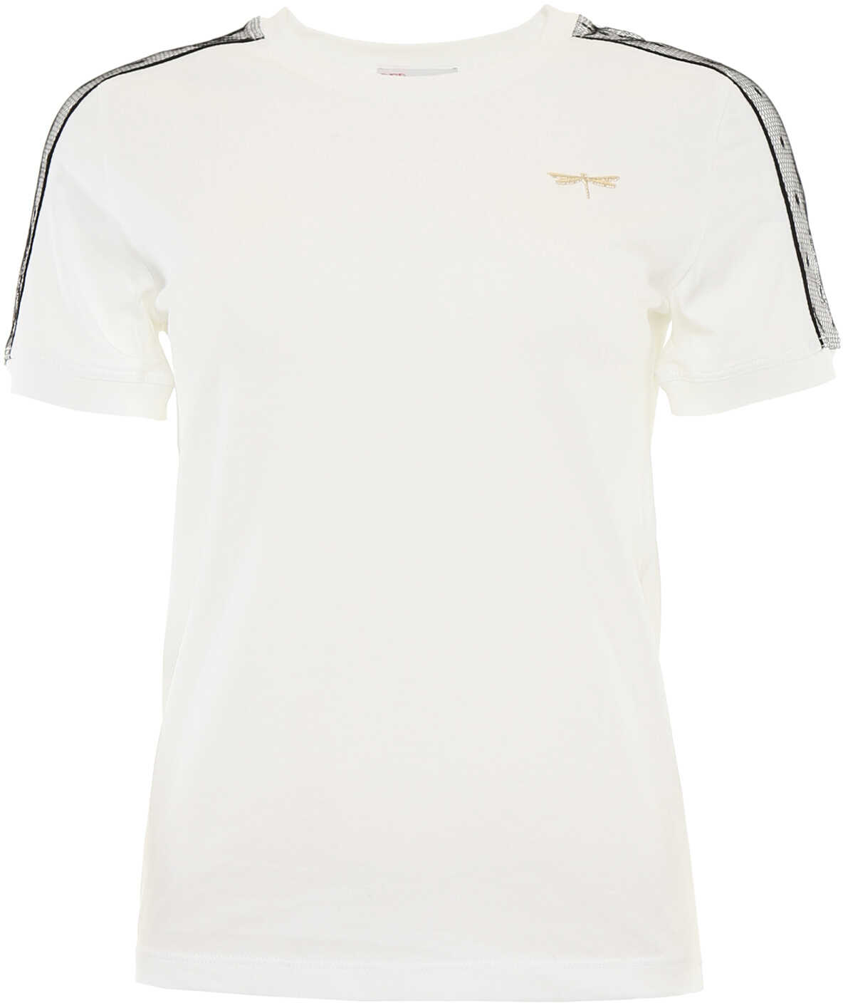Tricou RED VALENTINO T-Shirt With Tulle Inserts BIANCO