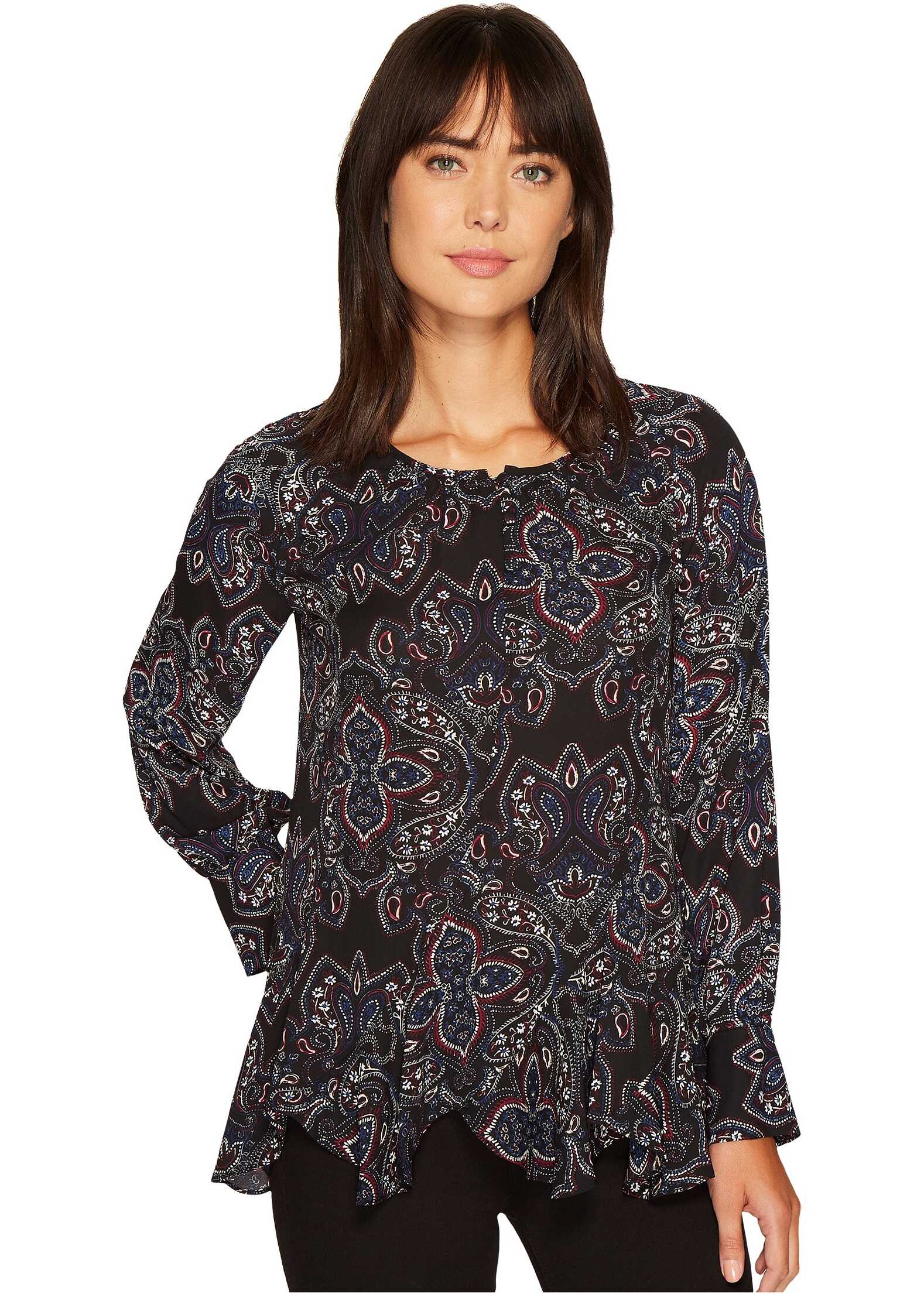 Bluza Ivanka Trump Printed Woven Long Sleeve Blouse Black/Multi