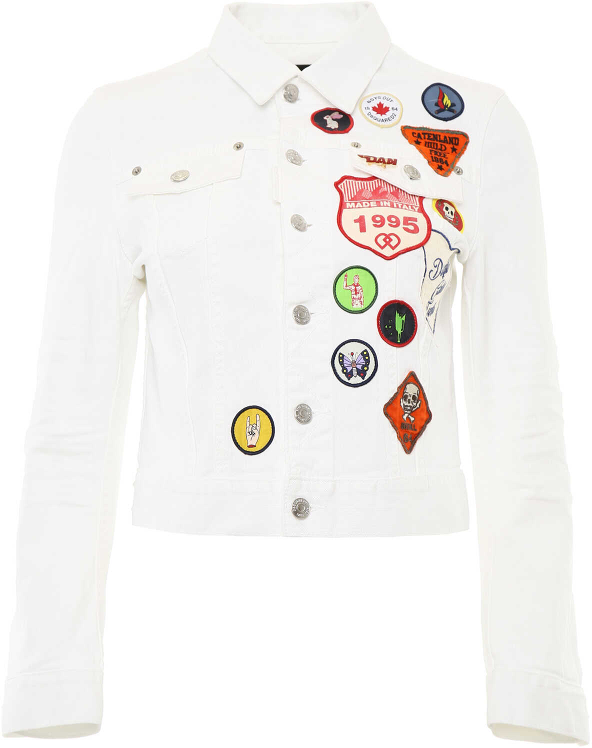Geaca DSQUARED2 Denim Jacket With Patches BIANCO
