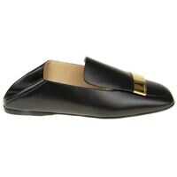 Saboti Black Leather Sr1 Slippers Femei