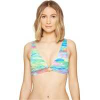 Costume de Baie Ikat Stripe Off the Shoulder Ring Bra Top Femei