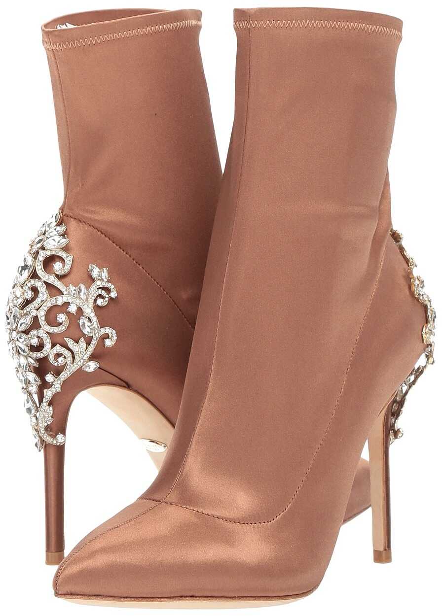 Gheata Badgley Mischka Meg Dark Nude Stretch Satin