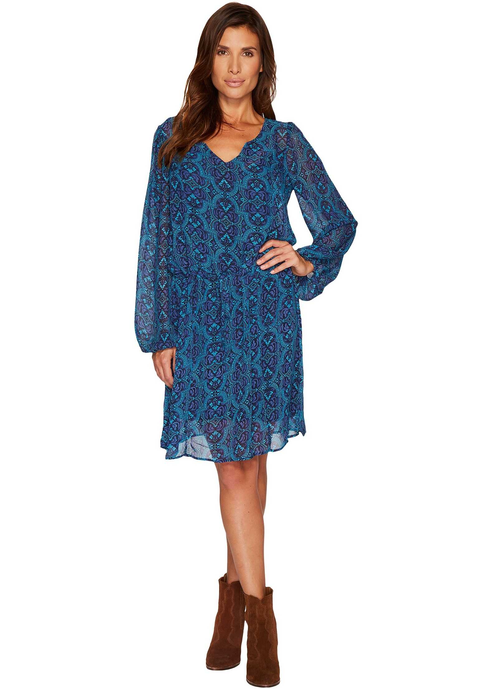 Rochie Stetson 1309 Chiffon Print Dress Blue